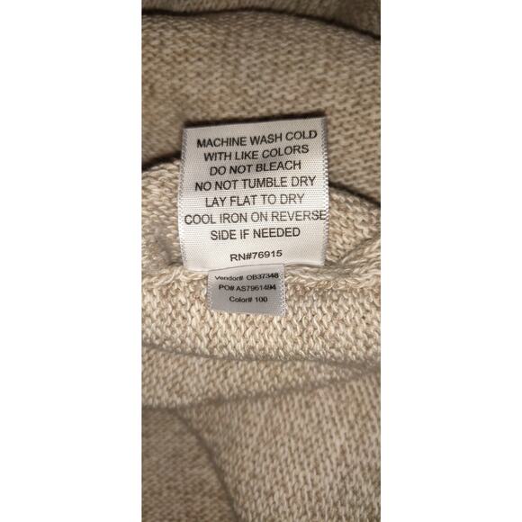 Appleseeds Sweater Linen Blend Oatmeal Beige Limited Edition Embroidery Sz XL - Picture 16 of 16